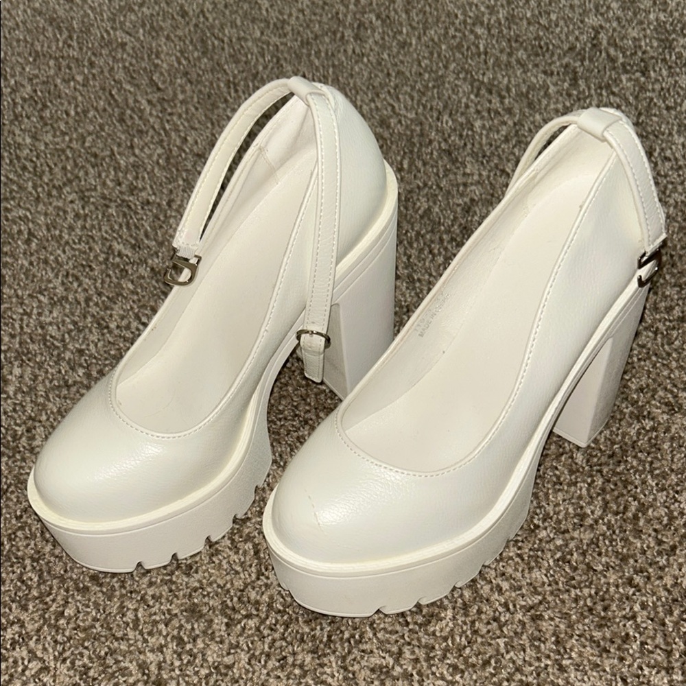 Elegant White Platform Heels